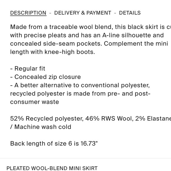 Cos wool blend pleated skirt - Picture 5 of 8